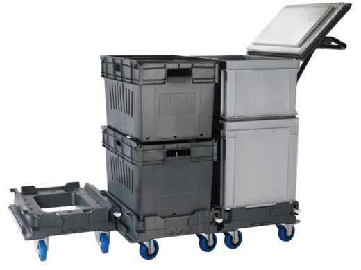 DOLLYFIX transport dolly with nestable and insulated bins
